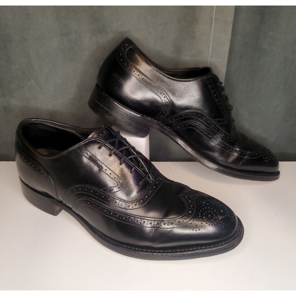 Johnston & Murphy Crown Aristocraft Black Wingtip Oxford Shoes US 9 E/C (WIDE)